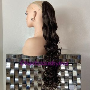 Ponytail hair extensions ombré 30 inch long curly color 6 brown